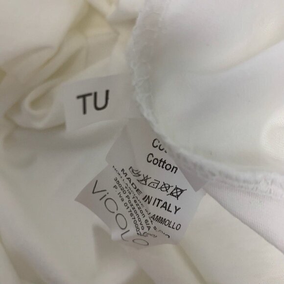 ViCOLO WOMEN LUXURY White TEE TOP BLOUSE With Satin Tie Italy Made Sz XL NWT - Picture 10 of 17